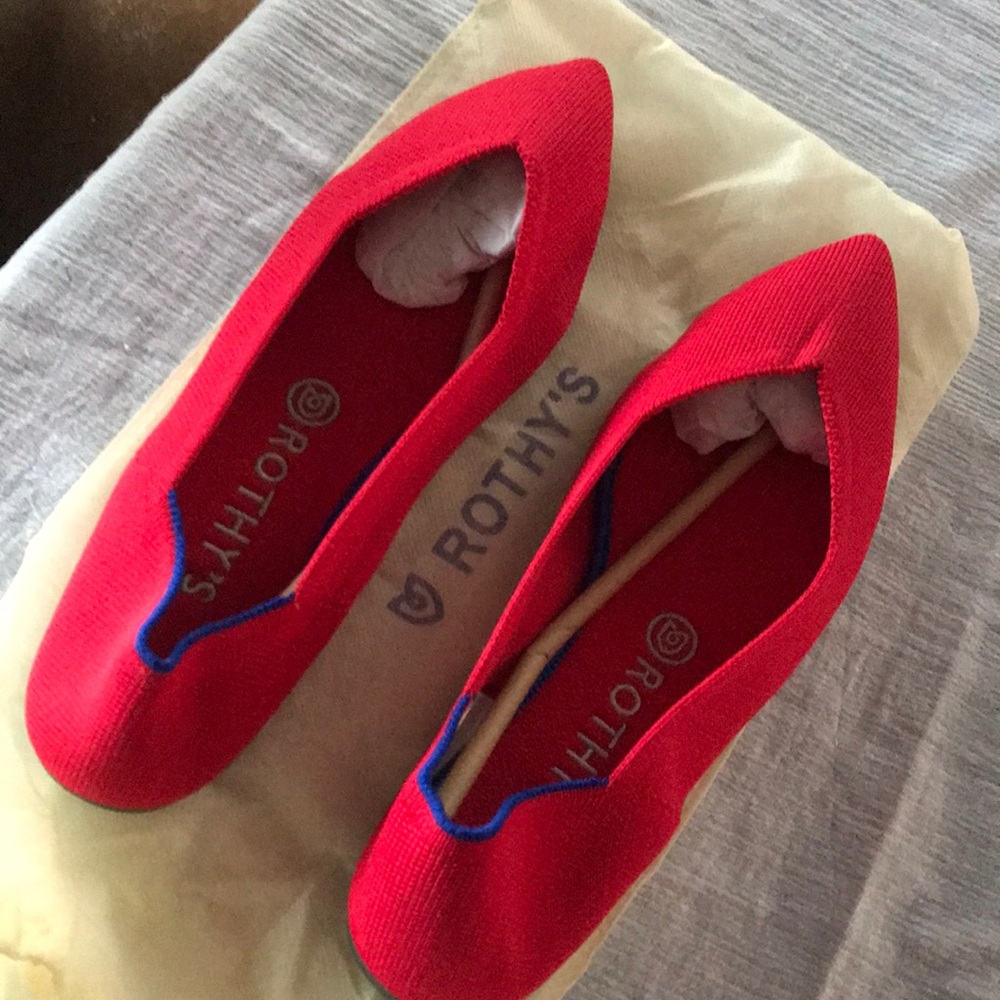 Flame red pointed Rothy’s